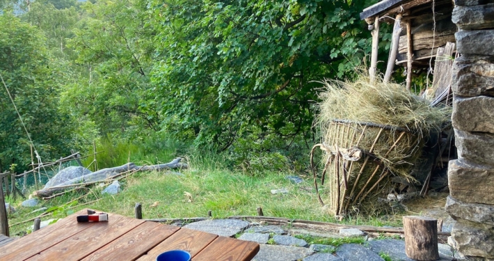 Sitzplatz-auf-der-Alm-mit-Heukorb